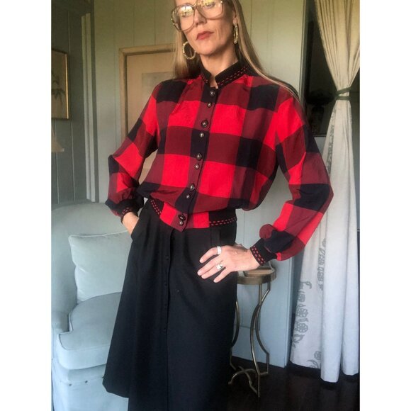 Plaid Jacket, Cropped Jacket,  Baseball Jacket, 80s Jacket | Small - Medium - Picture 2 of 9